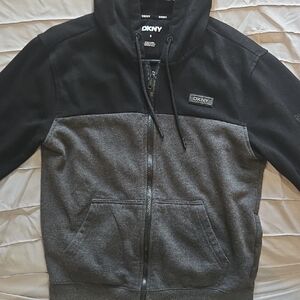 DKNY Men's Two-Tone Zip-Up Sweater